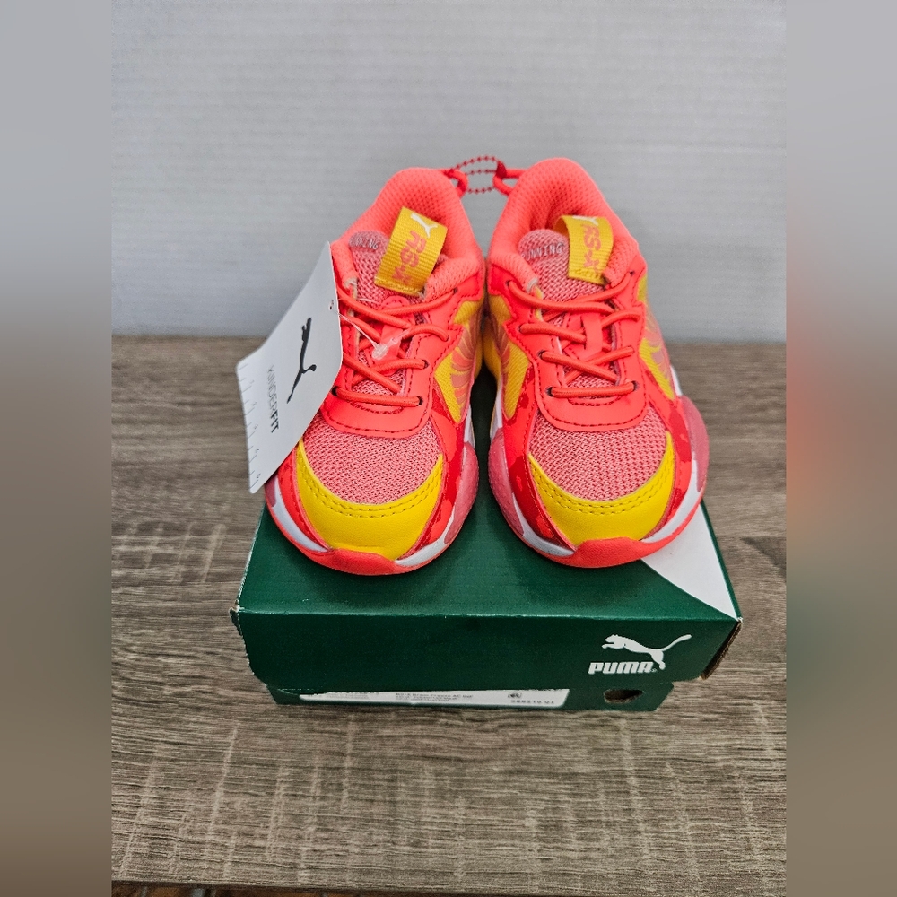 Puma RS Brain Freeze Ac INF Running System Size 5c Coral/Yellow/Red Blast